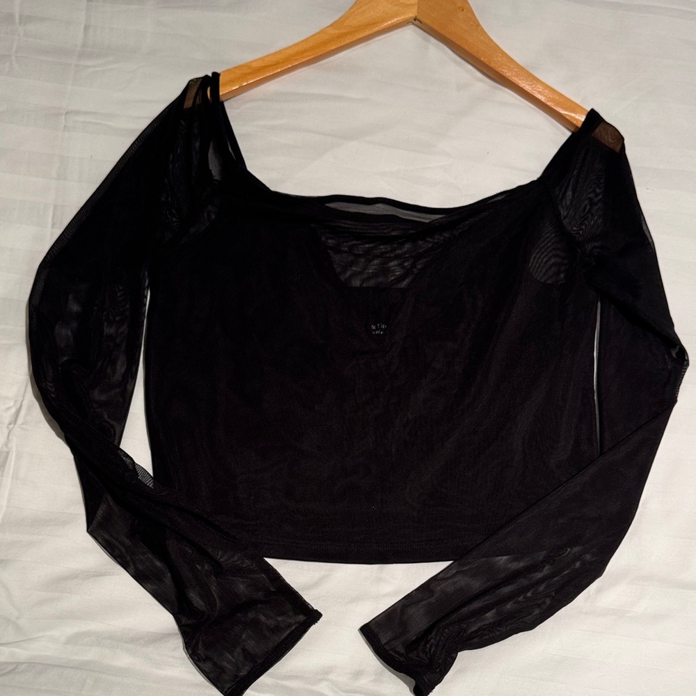Abercrombie & Fitch Black Sheer Layered Top Size Small